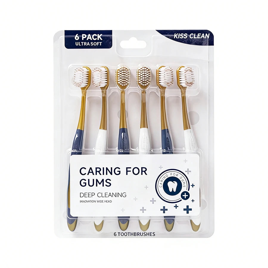 6 Pieces Home Fur - Wide Head Ultra Fine Toothbrush