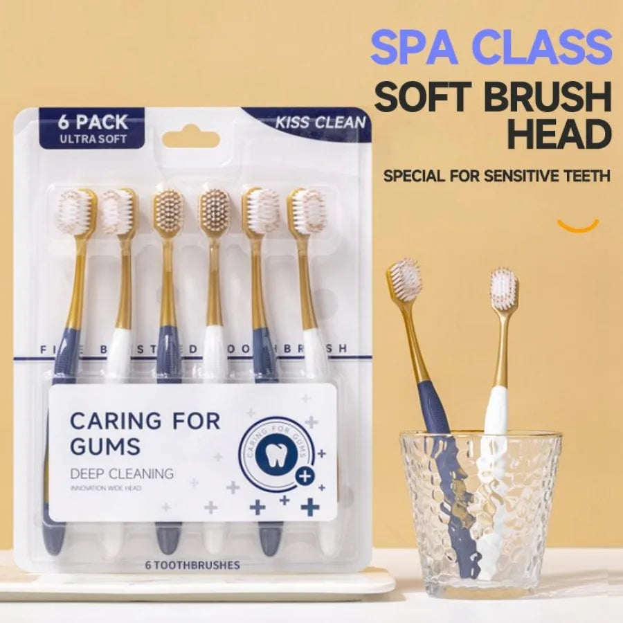 6 Pieces Home Fur - Wide Head Ultra Fine Toothbrush